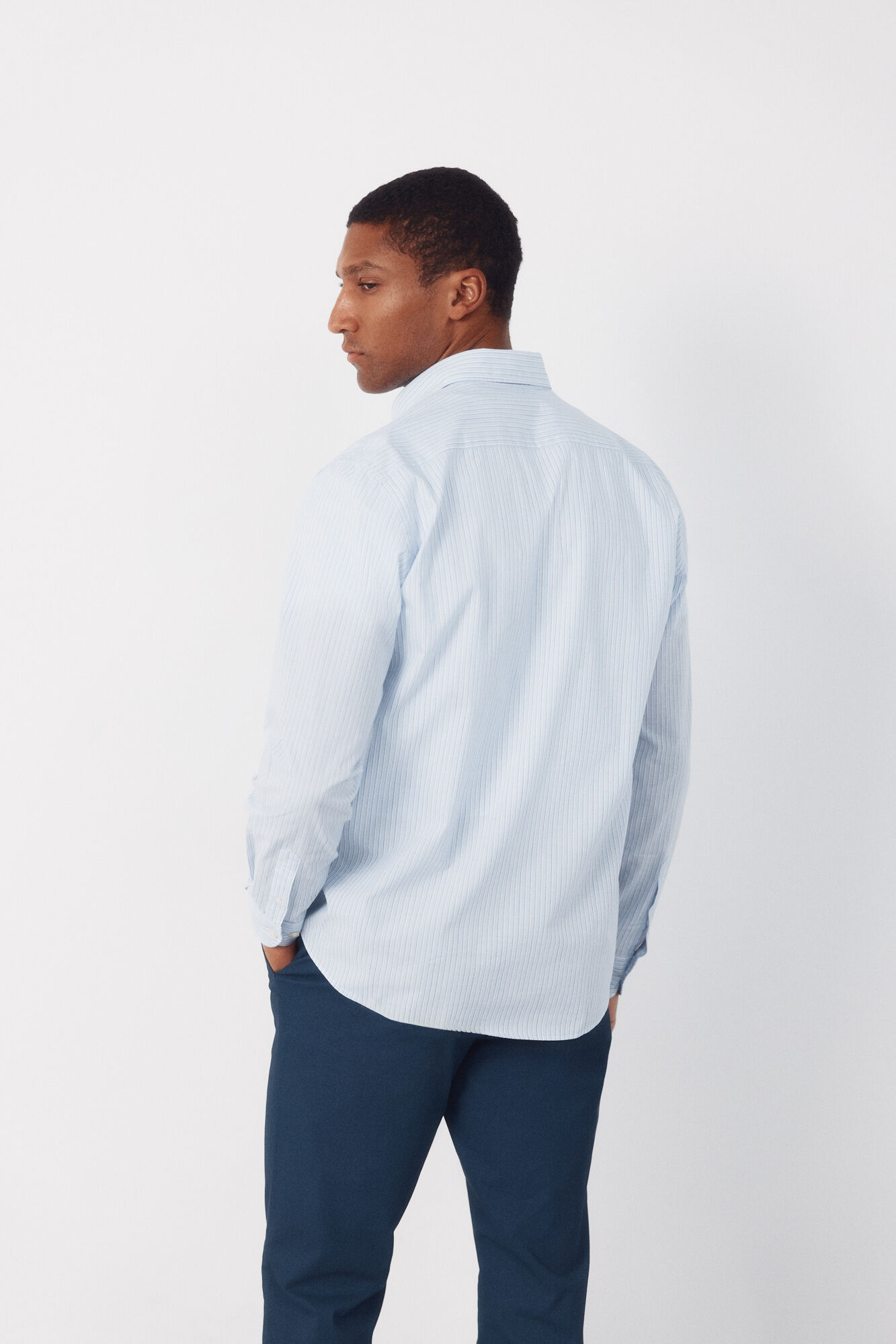 Cortefiel Camisa rayas popel&iacute;n Azul