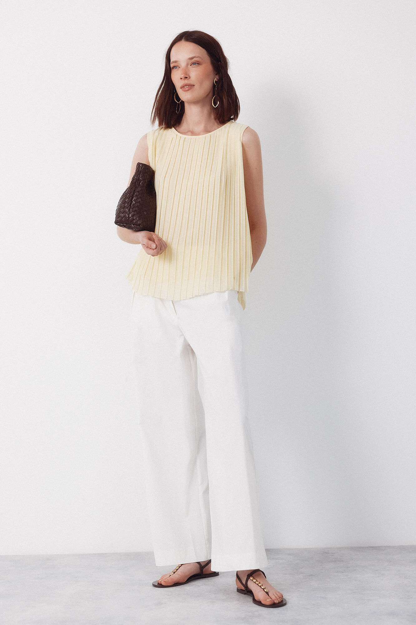 Cortefiel Blusa plisada Amarillo