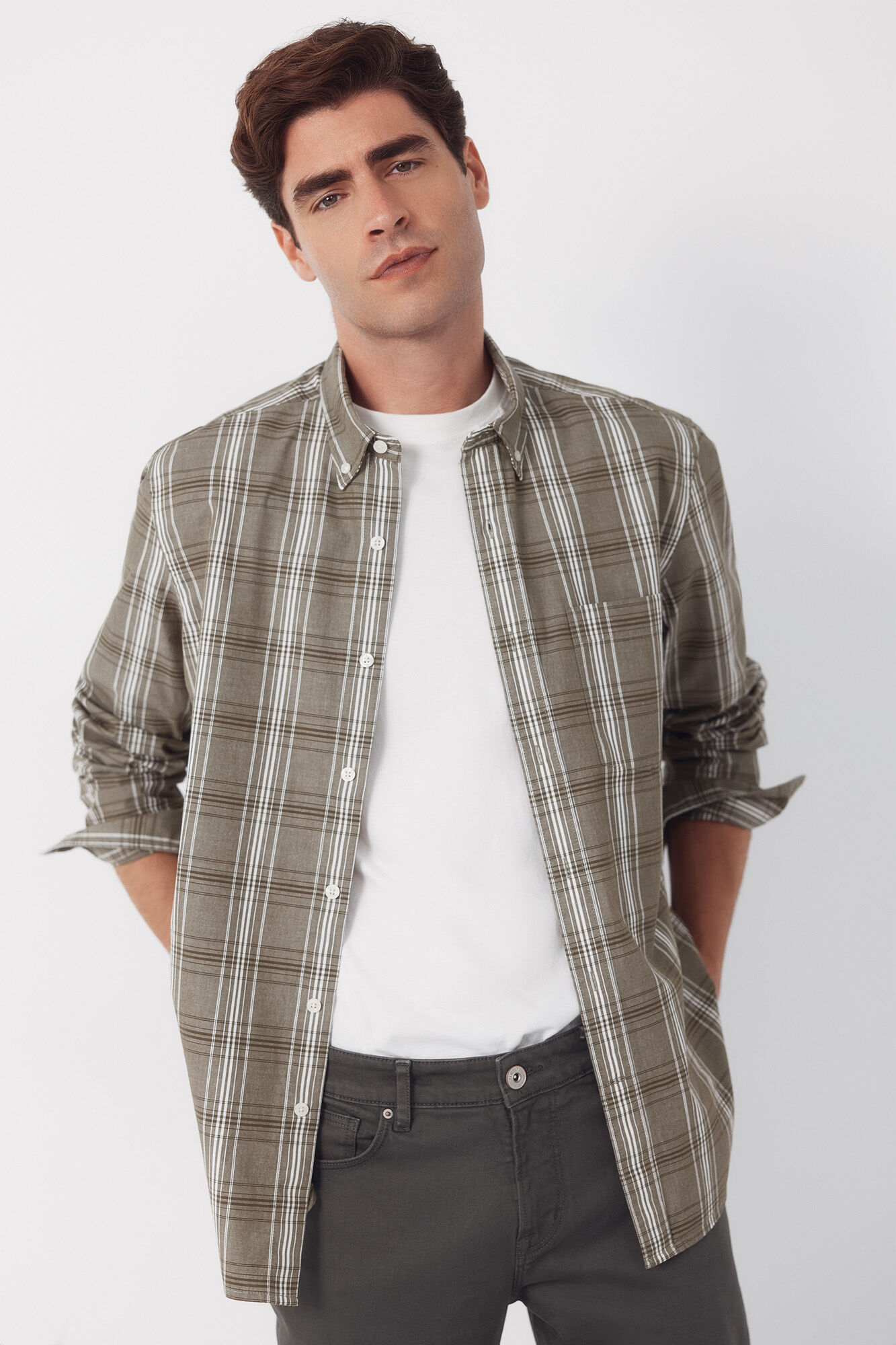 Cortefiel Camisa popel&iacute;n cuadros