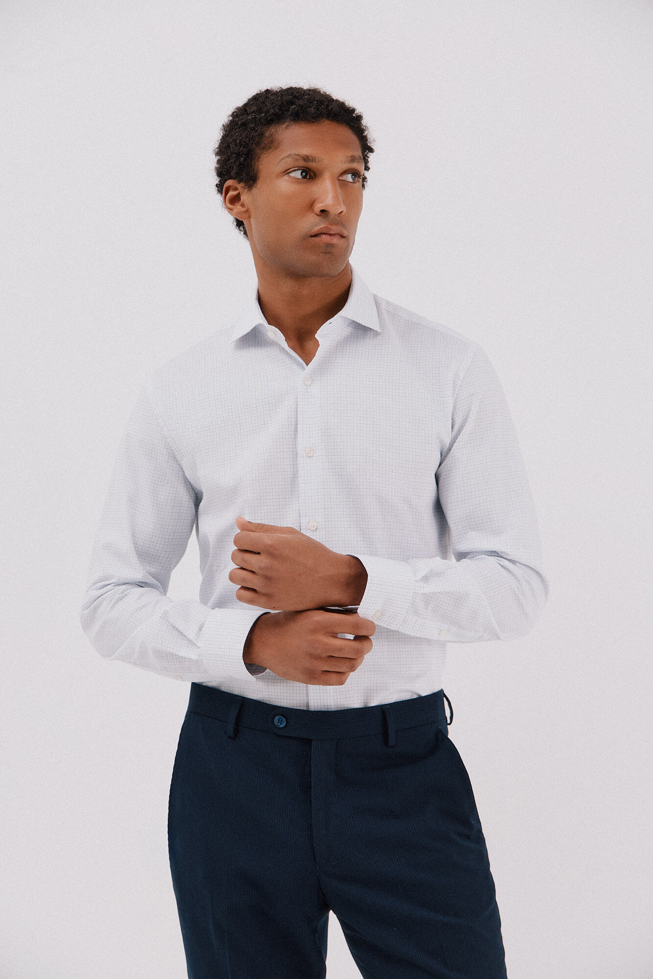 Cortefiel Camisa vestir cuadros f&aacute;cil plancha Estampado blanco