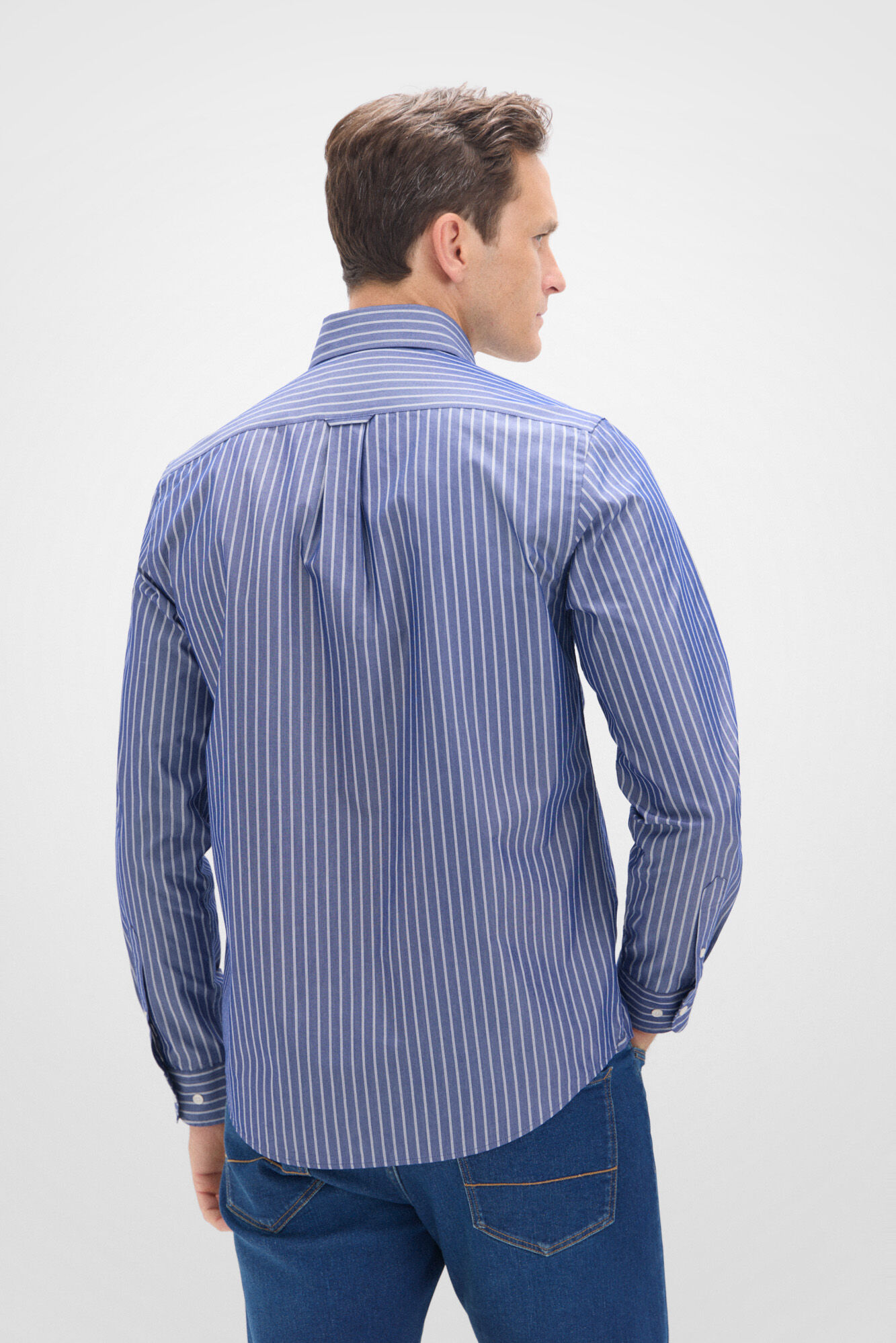 Cortefiel Camisa rayas coolmax Azul marino