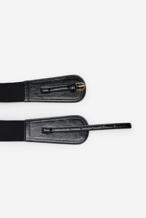 Cortefiel Split leather sash bely Negro