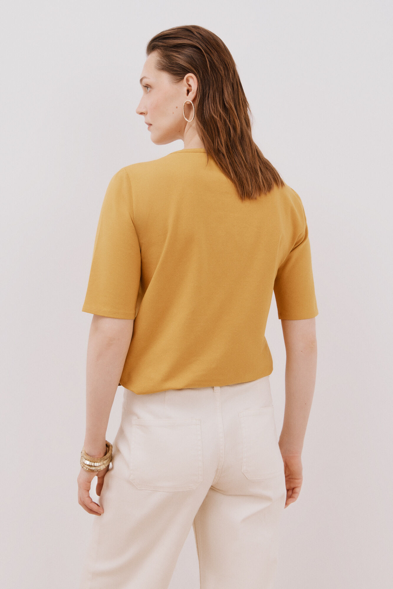 Cortefiel Playera b&aacute;sica escote barco Dorado