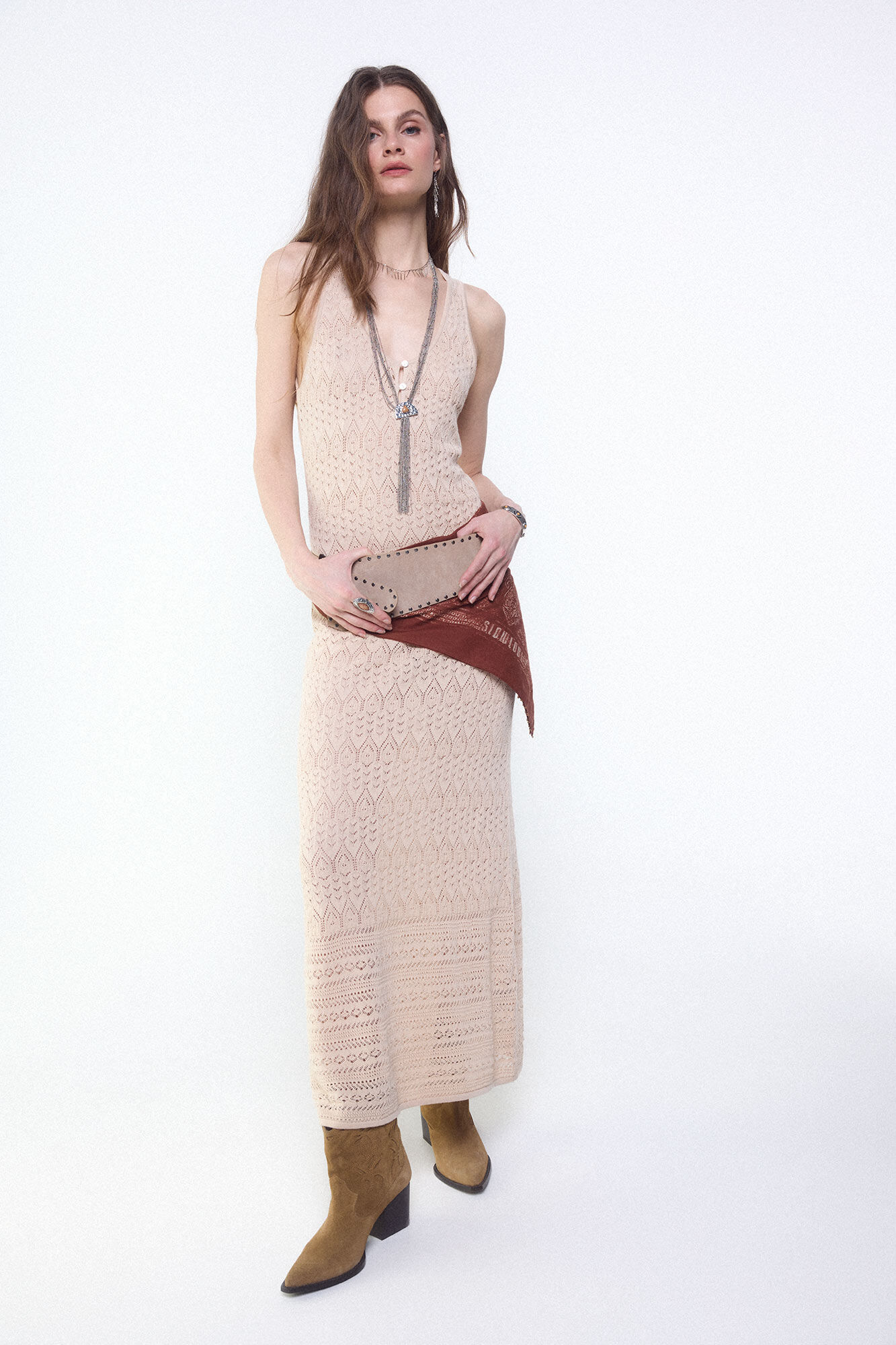 Slowlove Vestido de punto calado