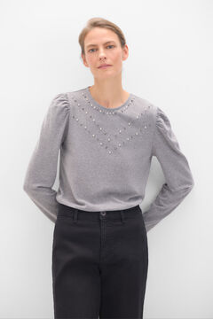 Cortefiel Camiseta con studs Gris