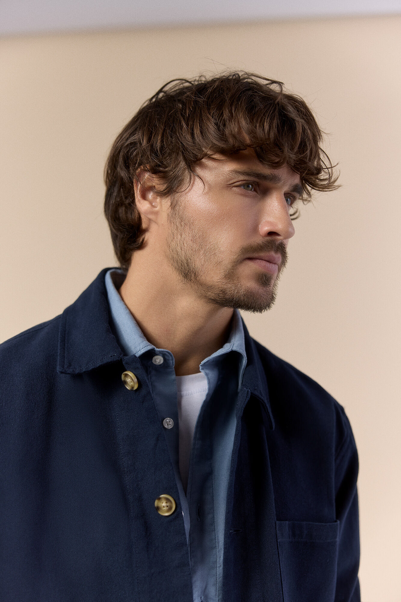 OOTO Sobrecamisa algod&oacute;n lino Azul marino