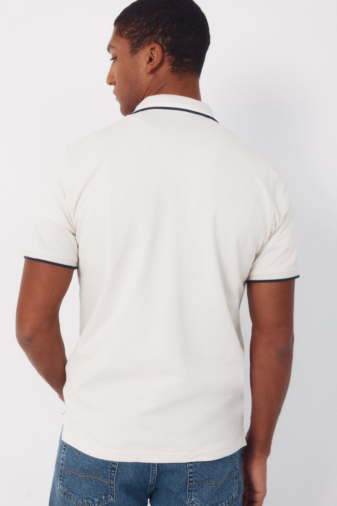 Cortefiel Polo estructura cuello fantas&iacute;a Marfil