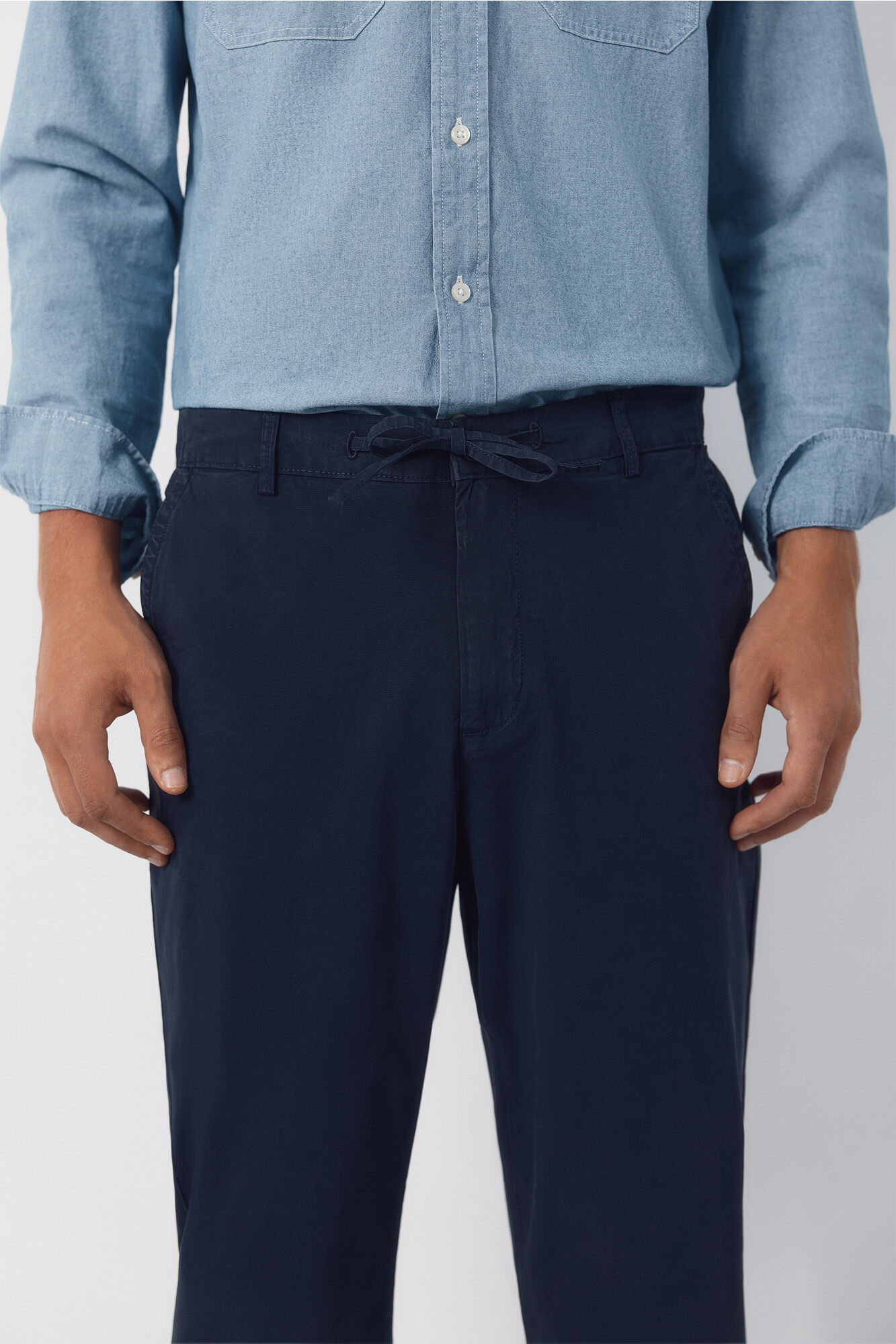 Cortefiel Jogger popelin con gomas regular Azul marino