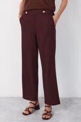 Cortefiel Pantal&oacute;n de lino con botones dorados Marr&oacute;n