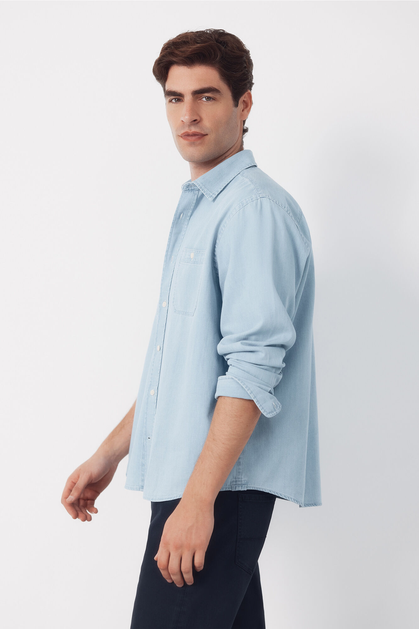 Cortefiel Camisa vaquera chambray manga larga&nbsp;