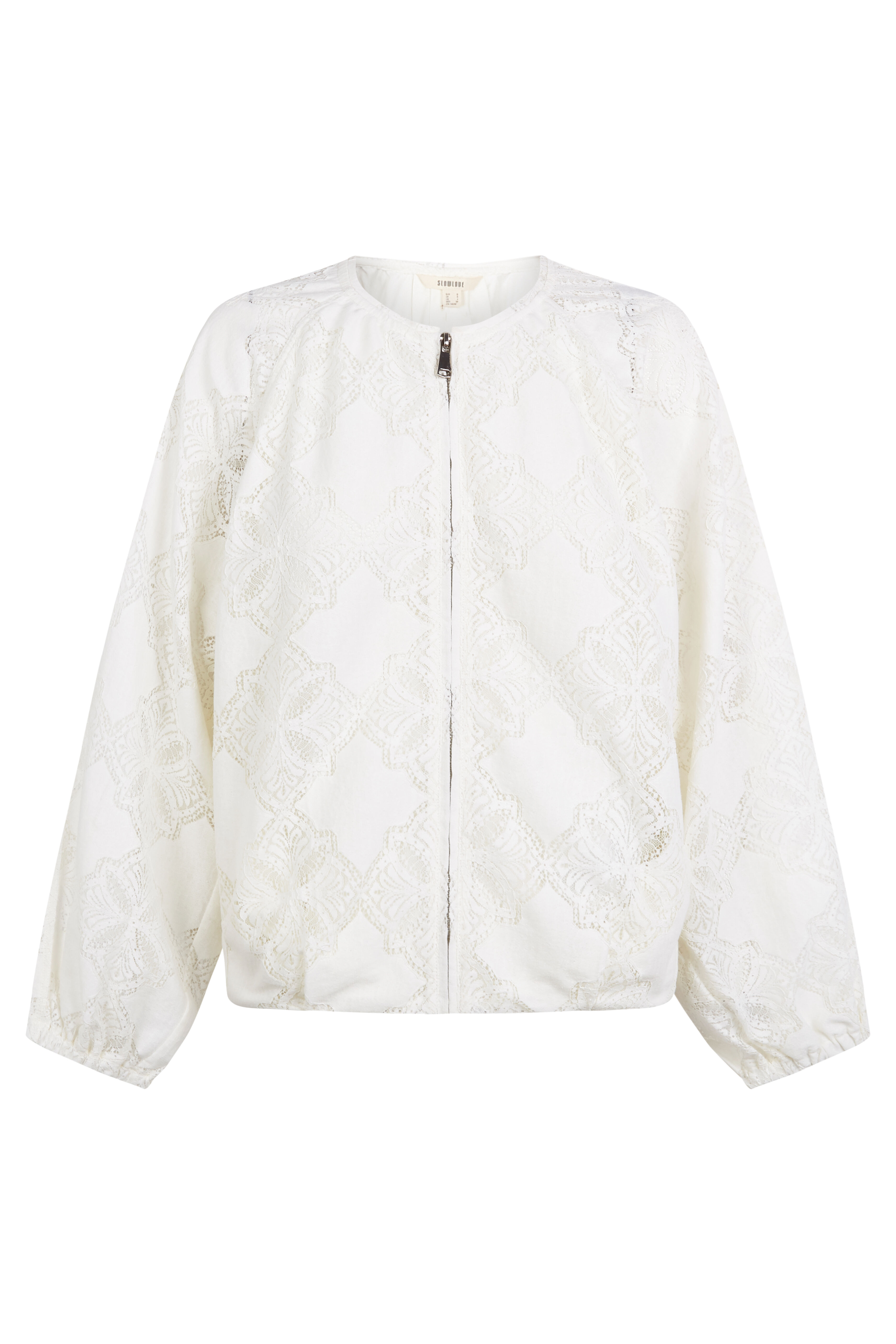 Slowlove Chamarra bomber de encaje Marfil