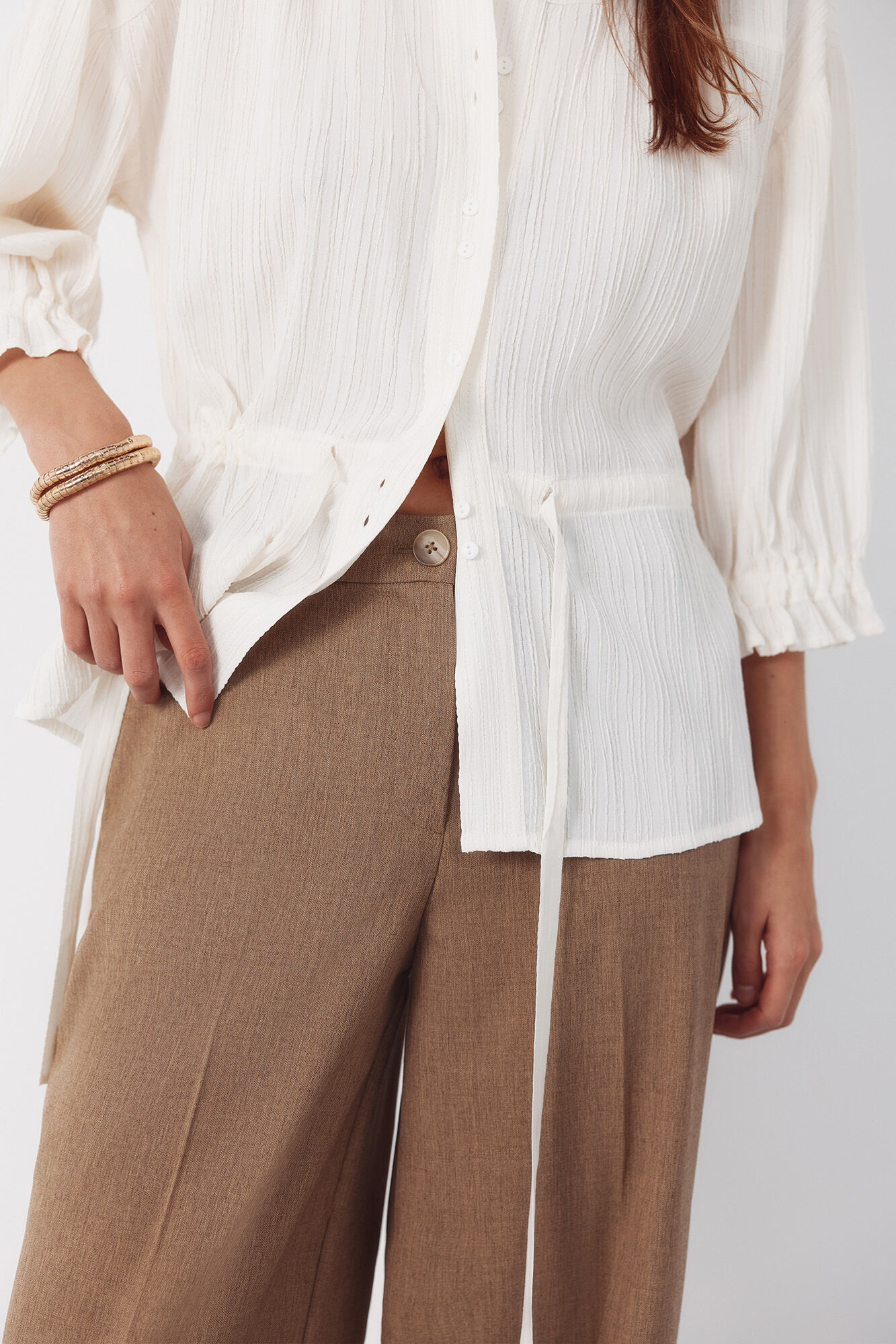 Cortefiel Pantal&oacute;n palazzo Beige