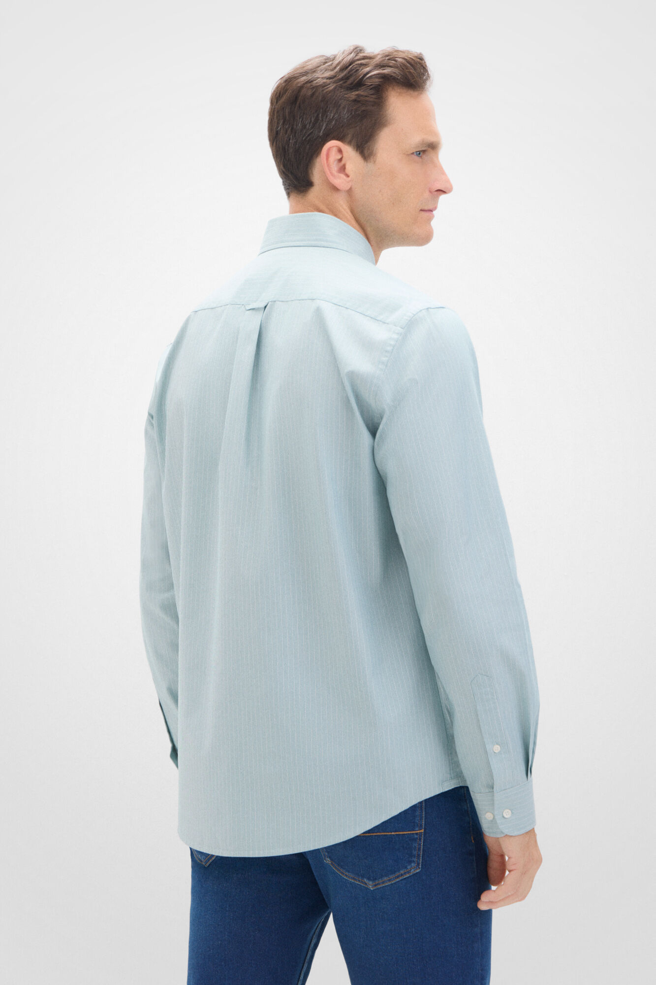 Cortefiel Camisa rayas coolmax Kaki