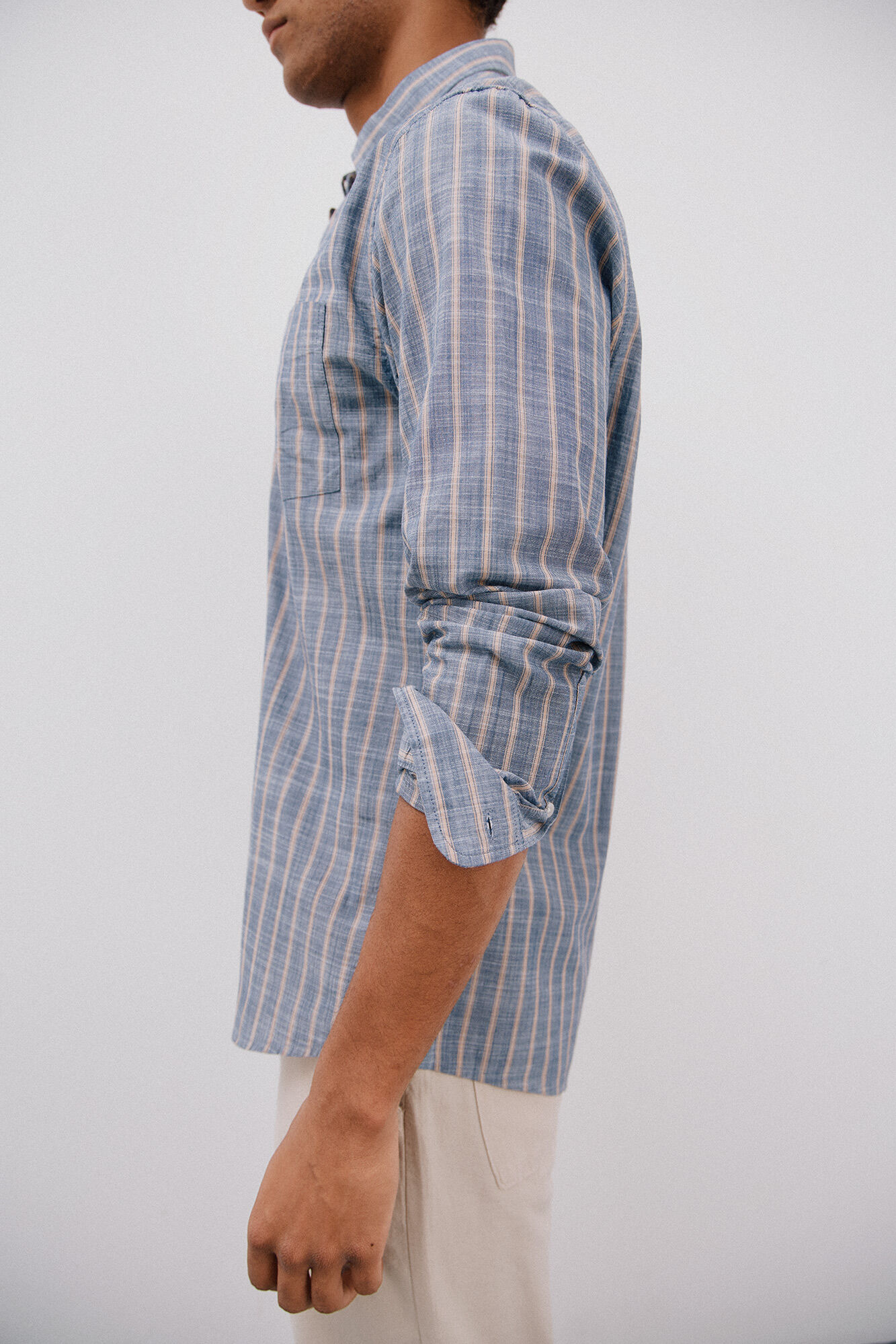 Cortefiel Camisa rayas flam&eacute; Azul marino