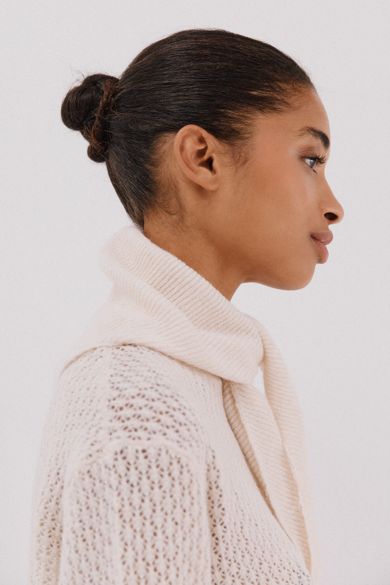 Cortefiel Chaqueta pa&ntilde;uelo tejido Marfil