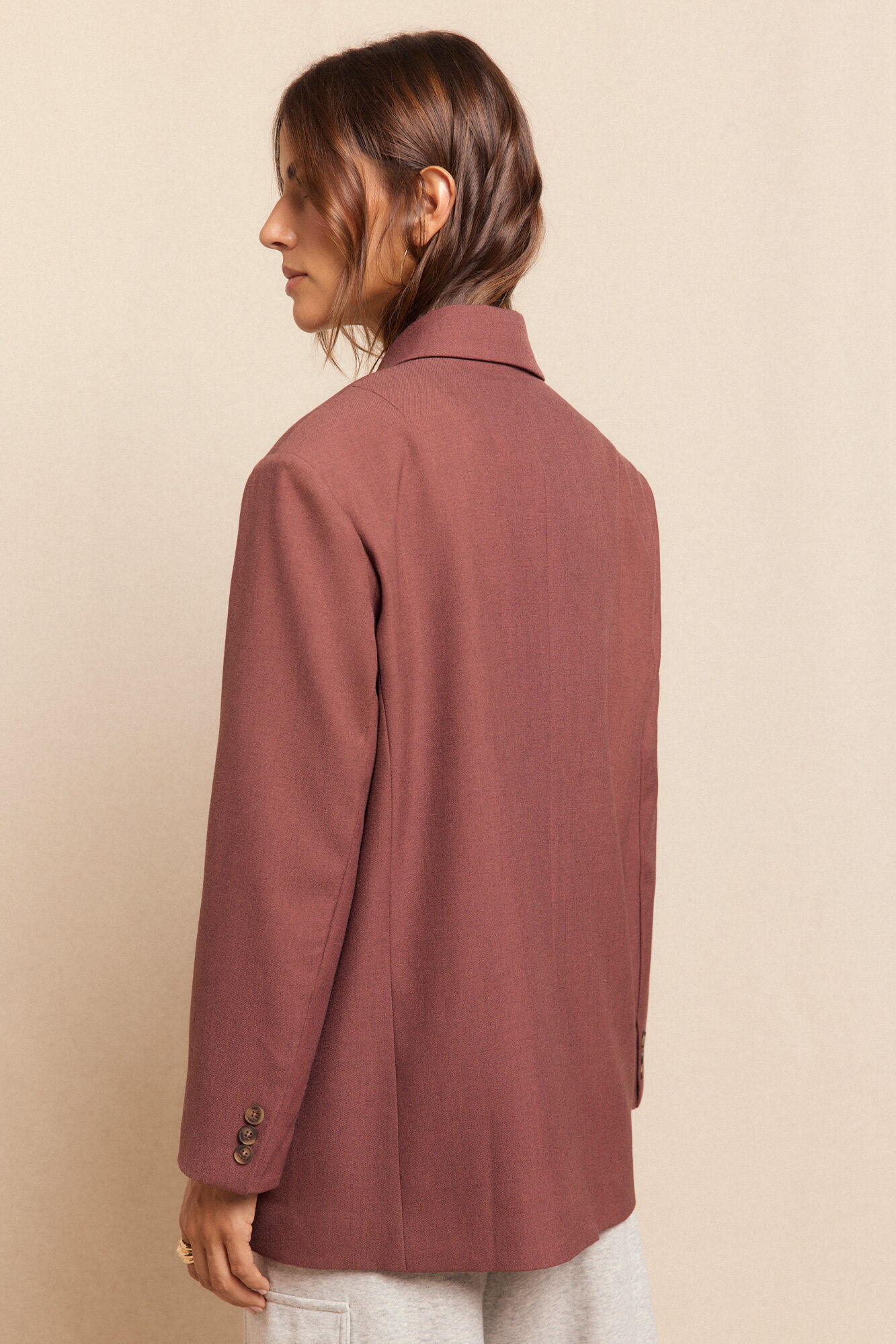 Slowlove Blazer de corte oversize Vino