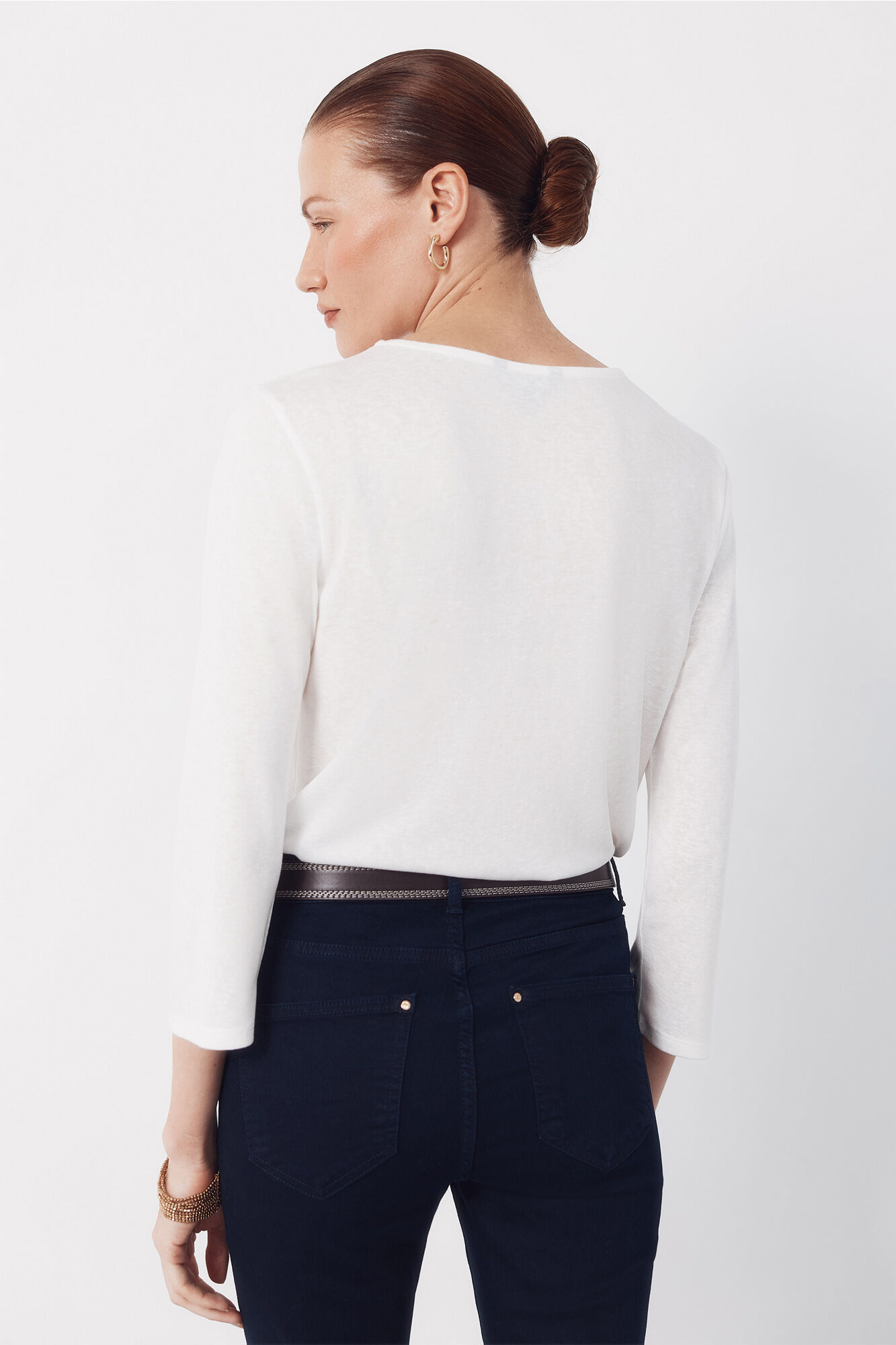 Cortefiel Playera con detalle de vainicas Marfil