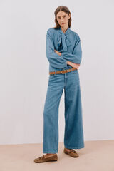 Cortefiel Camisa denim lazo Azul