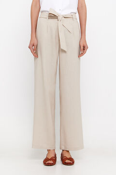 Cortefiel Pantalón recto lino Beige