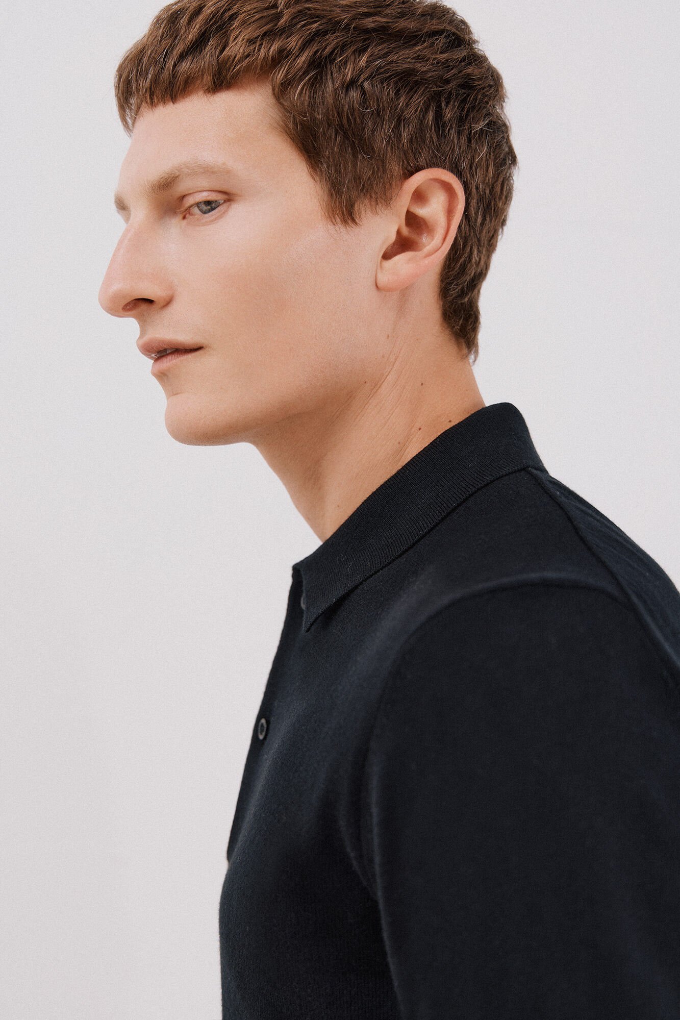 Cortefiel Su&eacute;ter de algod&oacute;n cashmere cuello polo Negro