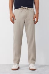 Cortefiel Pantal&oacute;n chino algod&oacute;n tencel tapered Beige