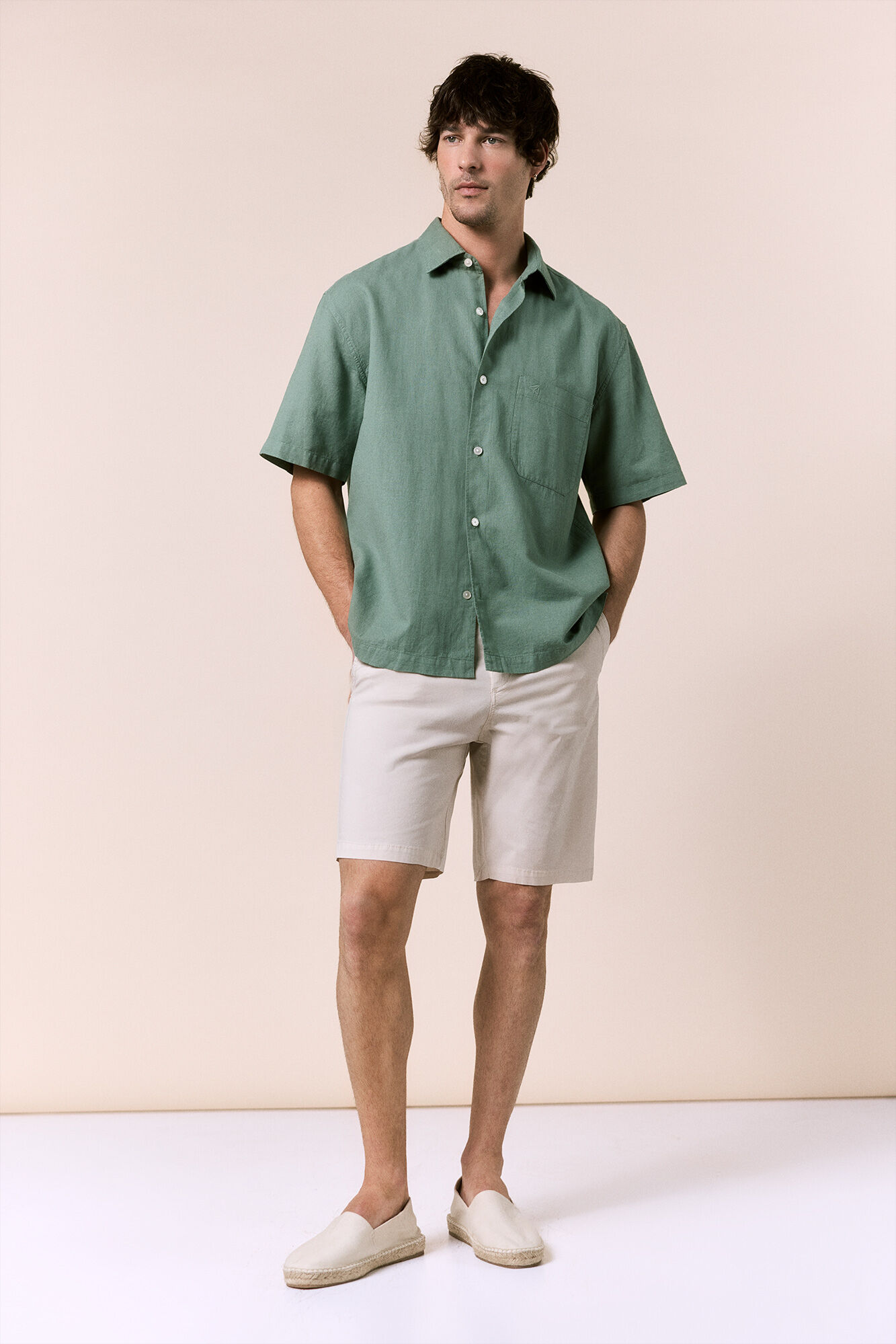 OOTO Camisa lino manga corta