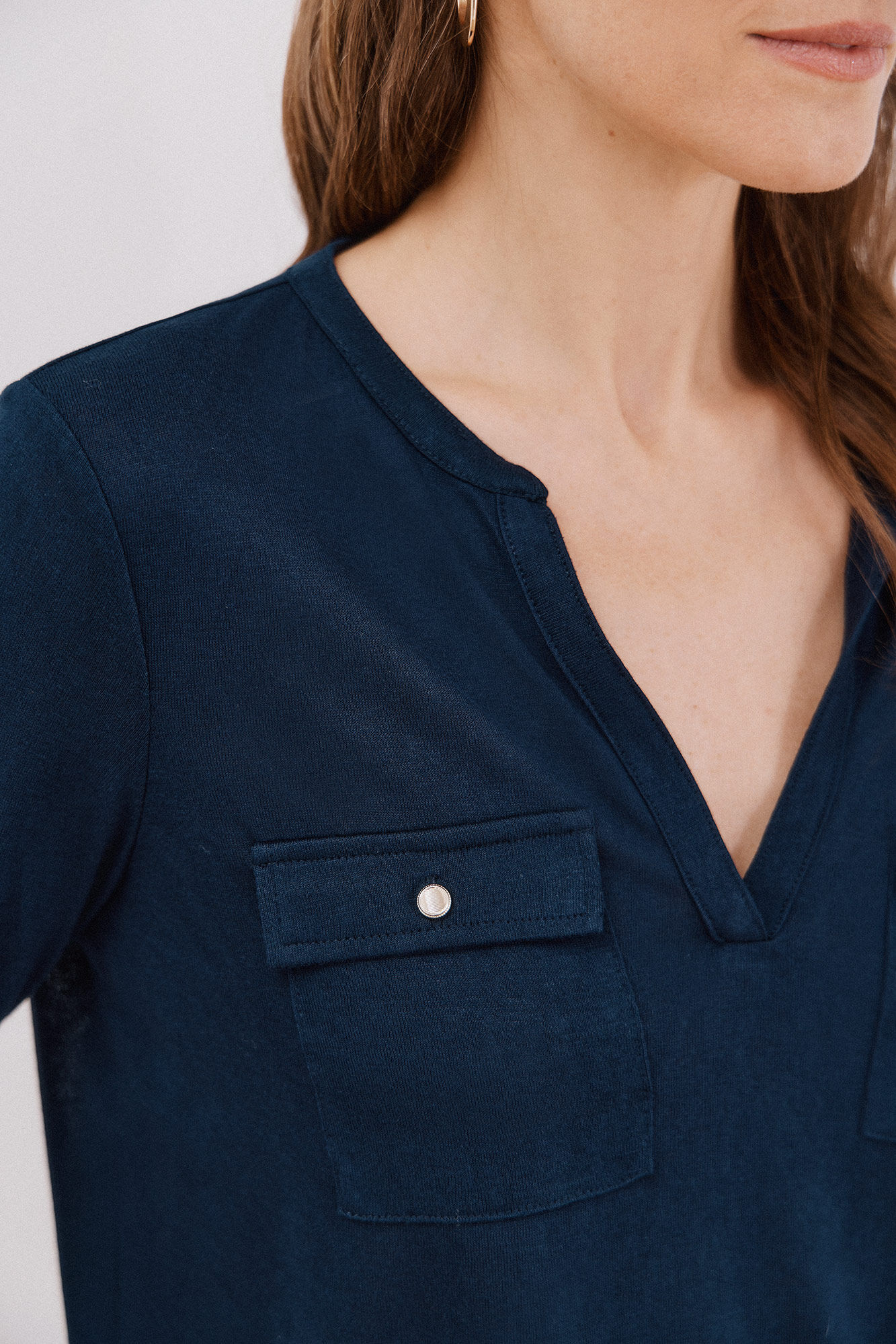 Cortefiel Playera cuello mao efecto lino