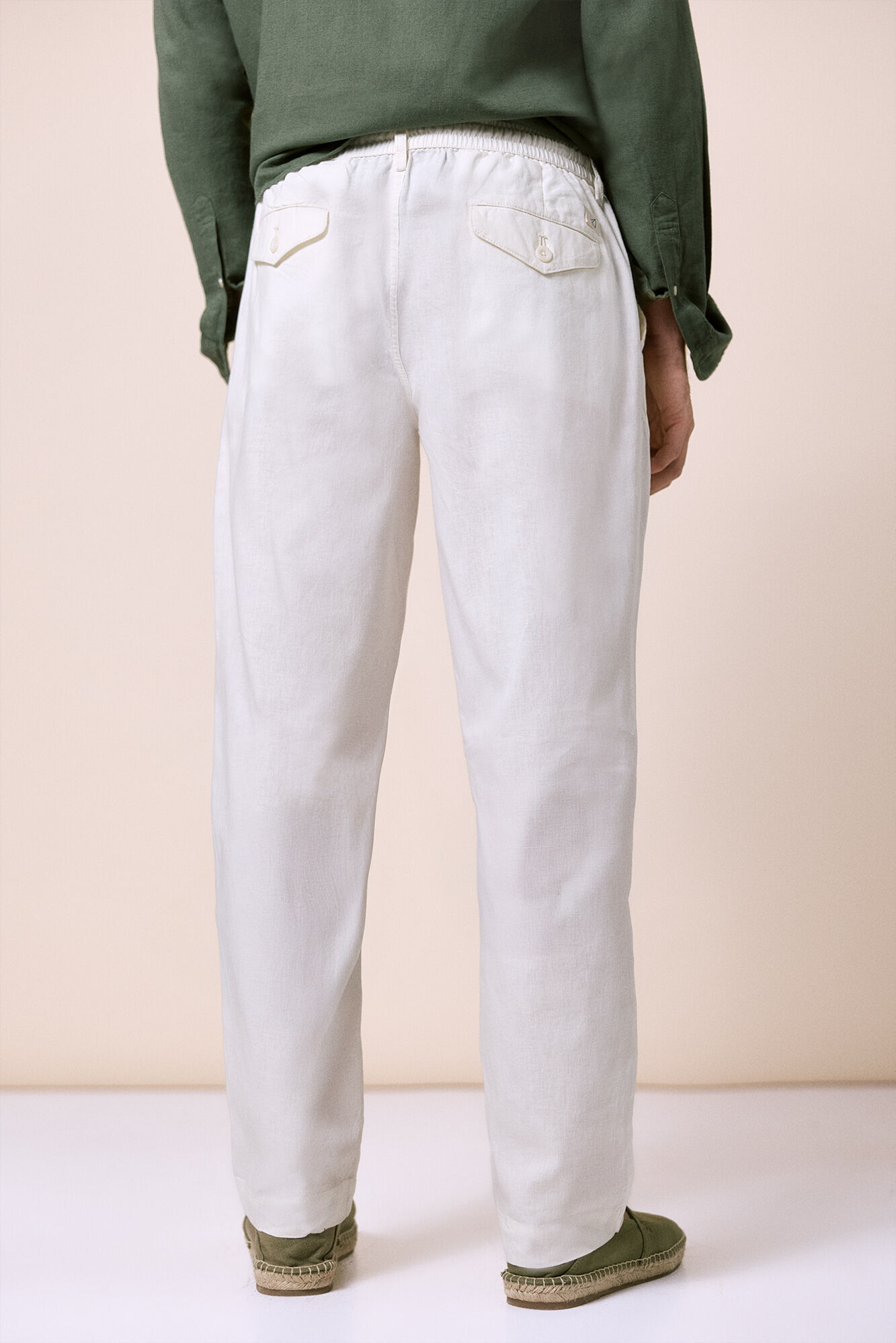 OOTO Pantal&oacute;n de lino-algod&oacute;n regular Marfil