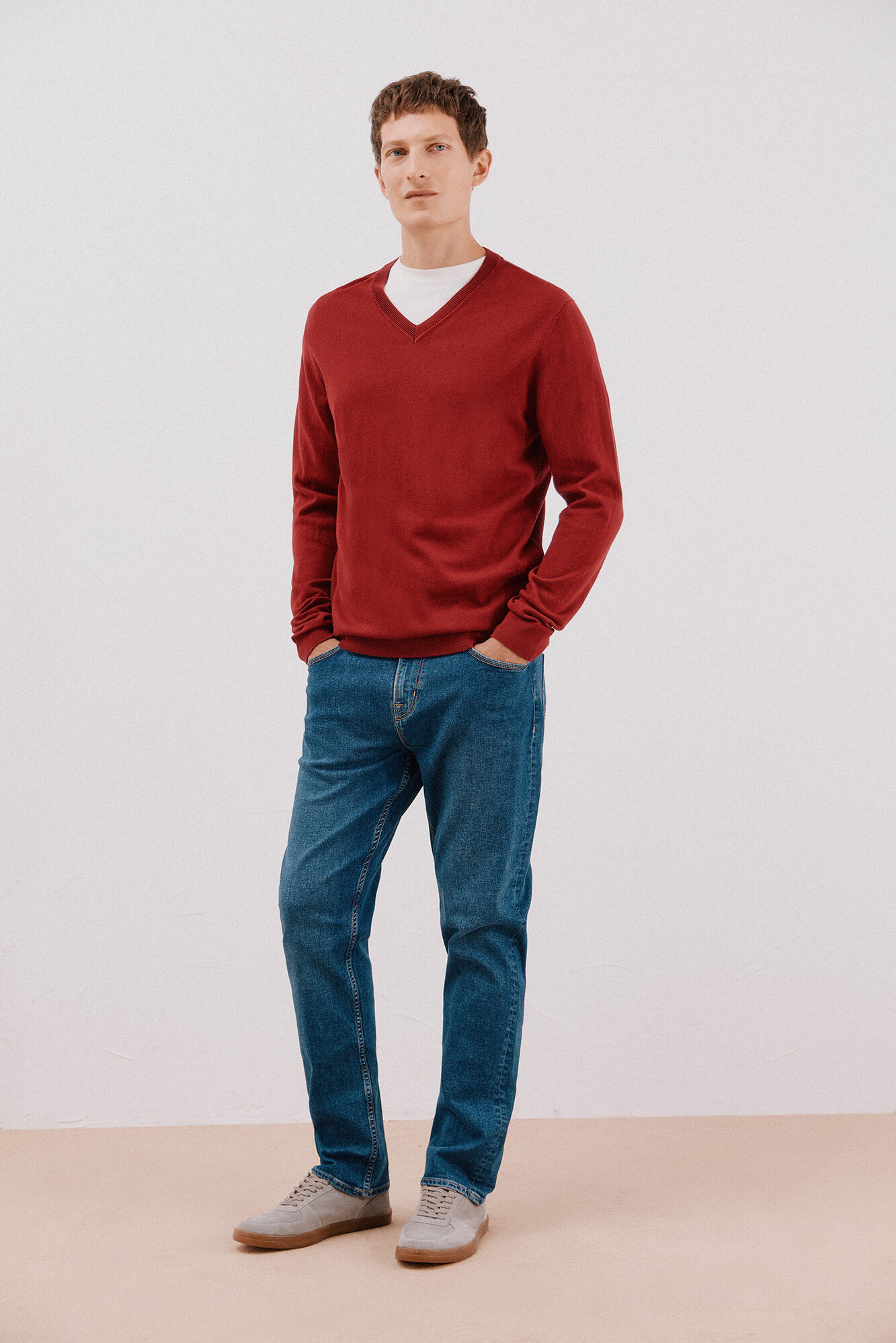 Cortefiel Su&eacute;ter algod&oacute;n cashmere cuello pico