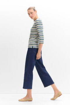 Cortefiel Jeans Palazzo Crop Azul