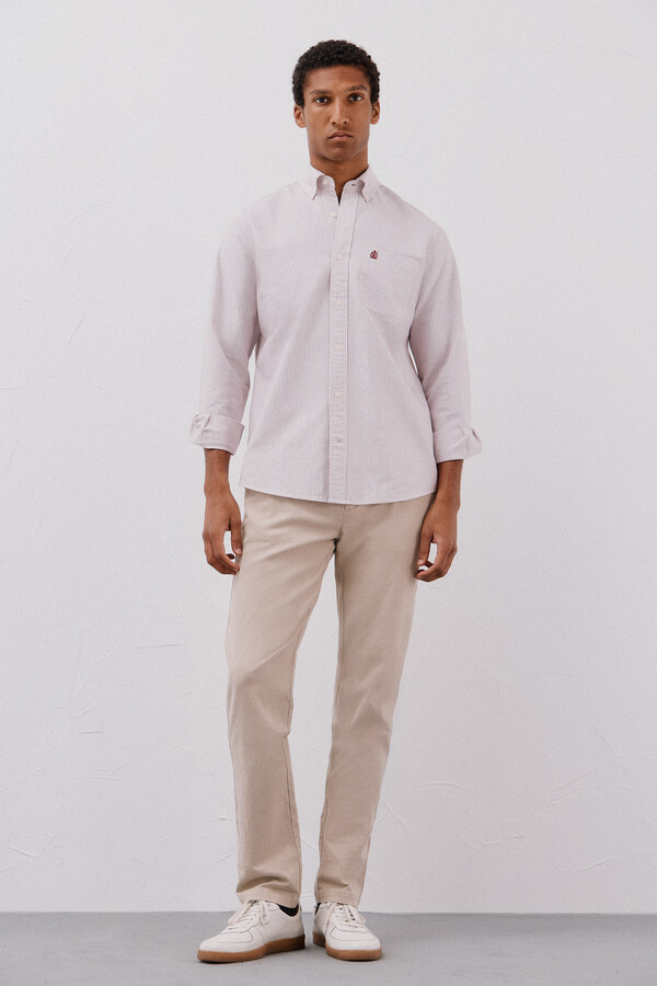 Cortefiel Camisa oxford raya candela Granate