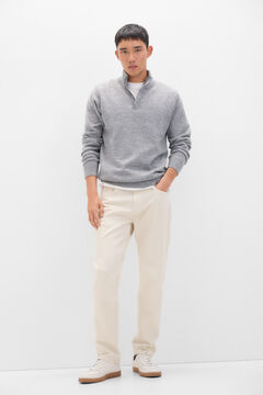 Cortefiel Pantalón 5 bolsillos color regular fit Marfil