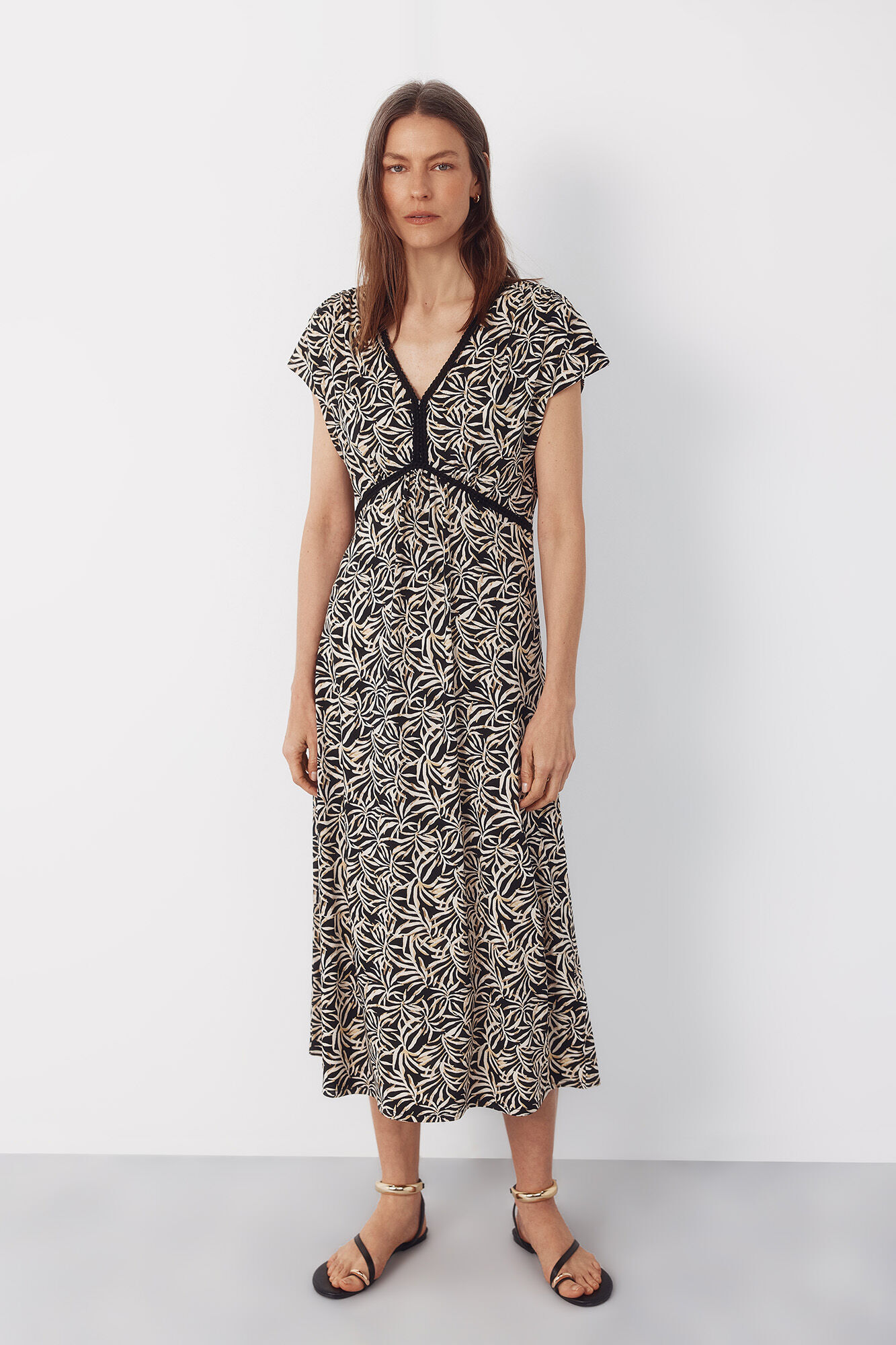 Cortefiel Vestido estampado de trenza Estampado gris
