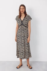 Cortefiel Vestido estampado de trenza Estampado gris