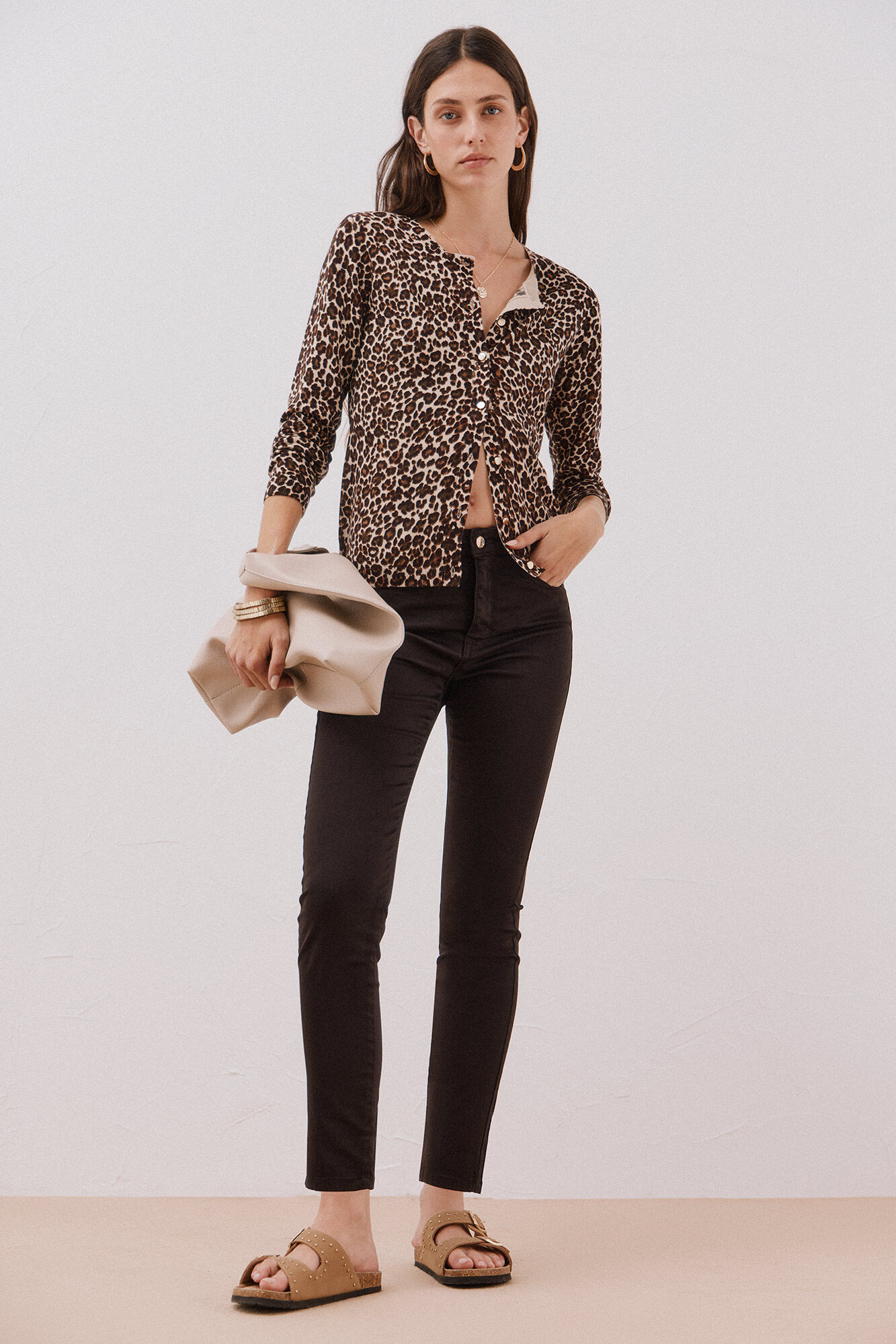 Cortefiel Su&eacute;ter de tejido fino Estampado marr&oacute;n