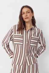 Cortefiel Camisa de rayas Estampado marr&oacute;n