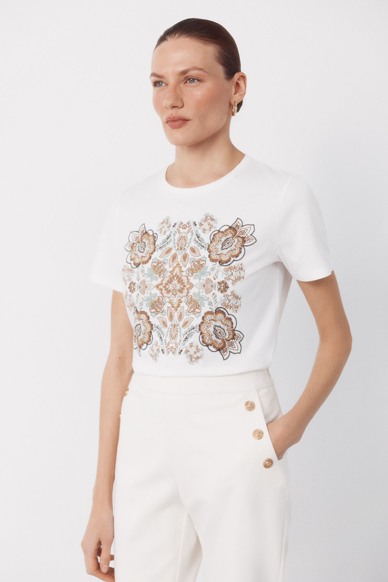 Cortefiel Playera estampada floral