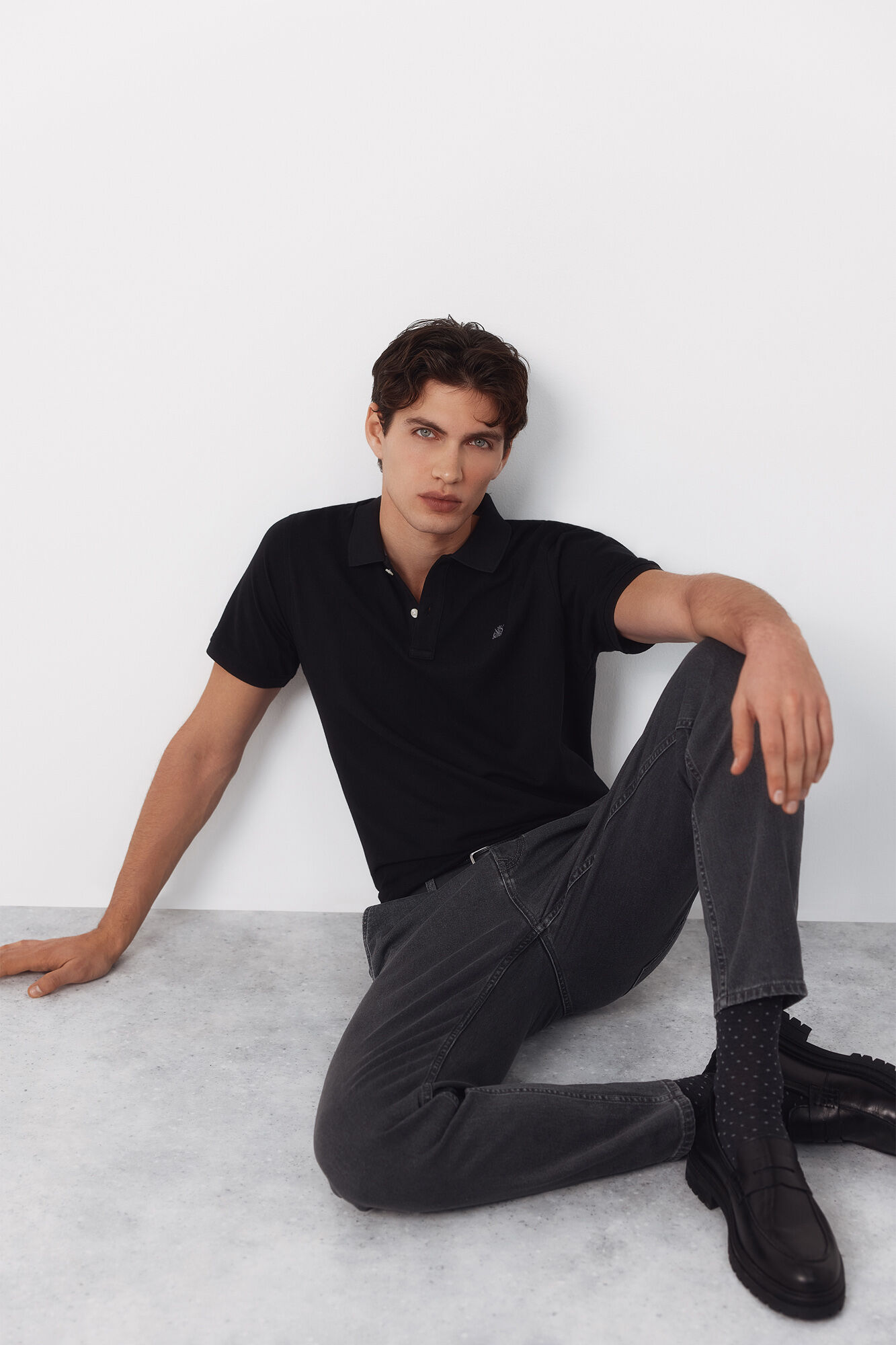 Cortefiel Polo b&aacute;sico piqu&eacute; slim Negro