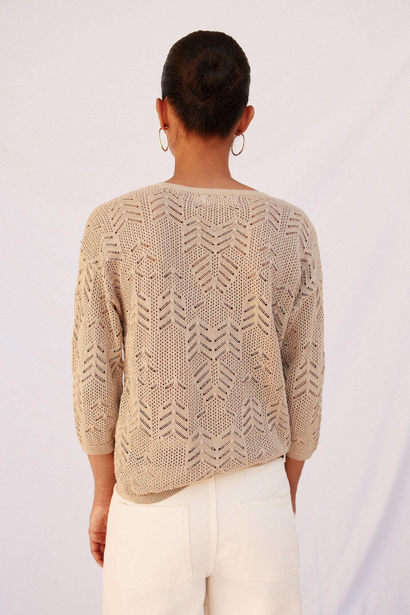 Cortefiel Su&eacute;ter con calados Arena