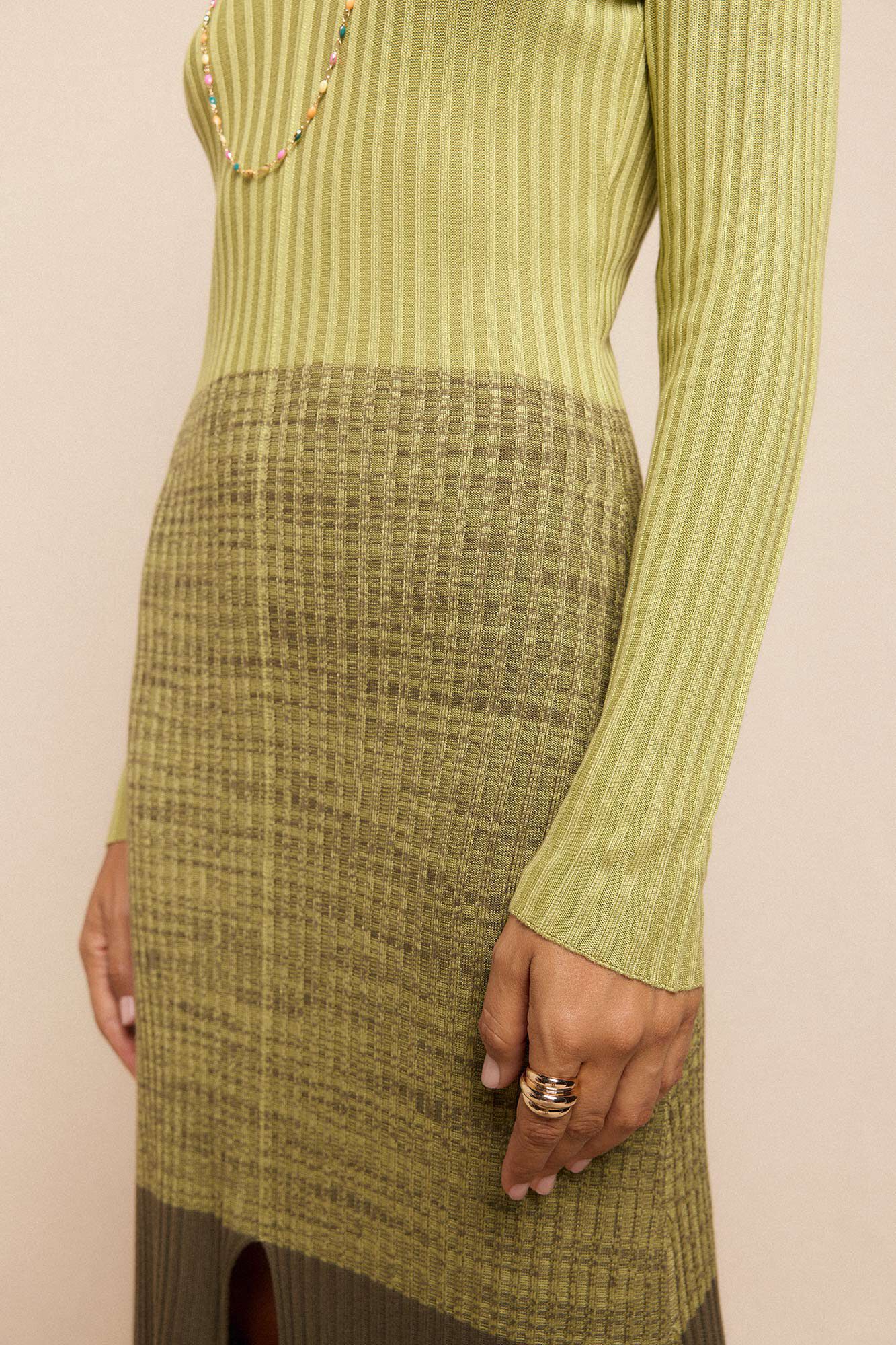 Slowlove Vestido punto canal&eacute; degradado Verde