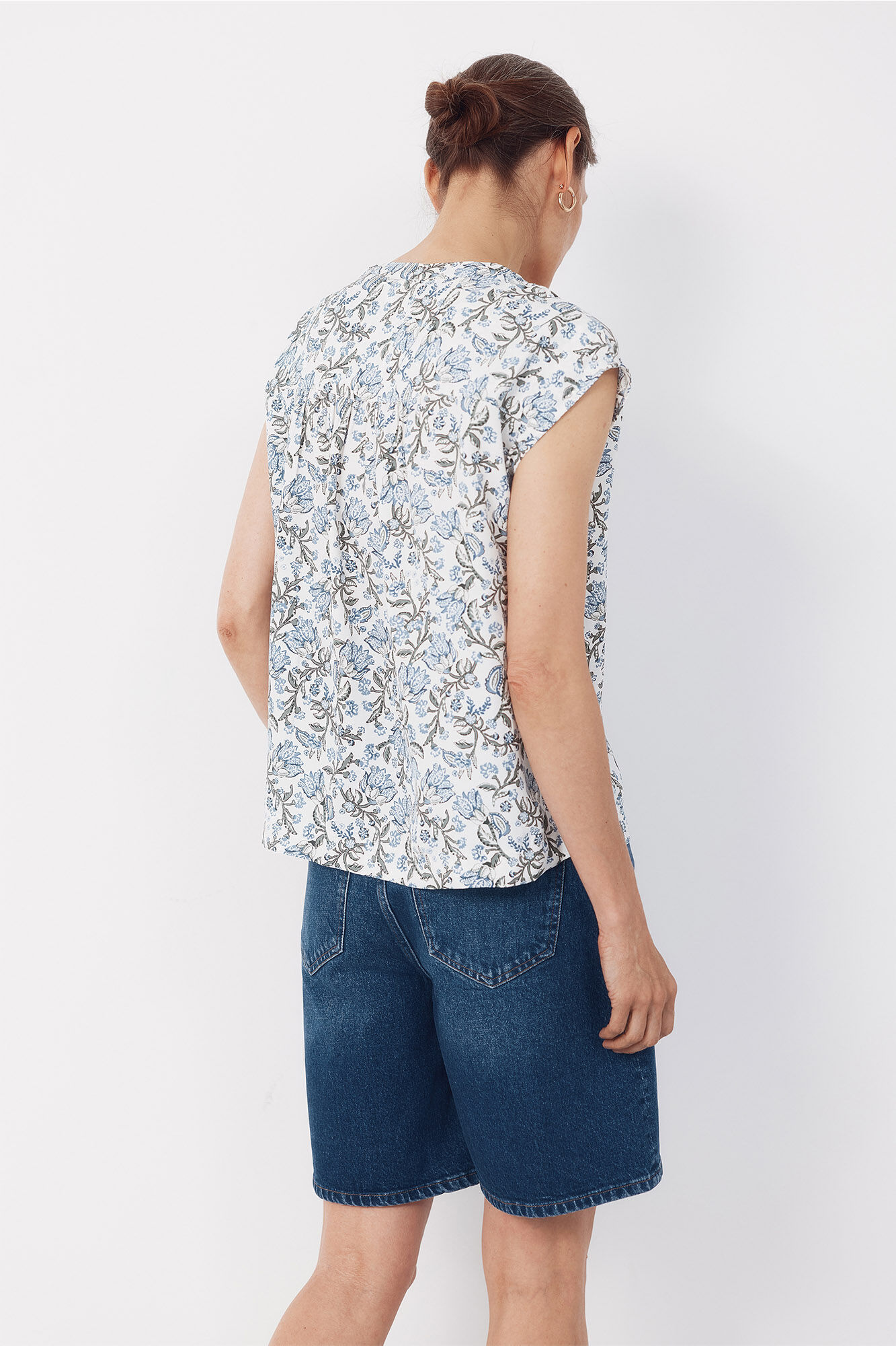 Cortefiel Blusa con encaje Estampado verde