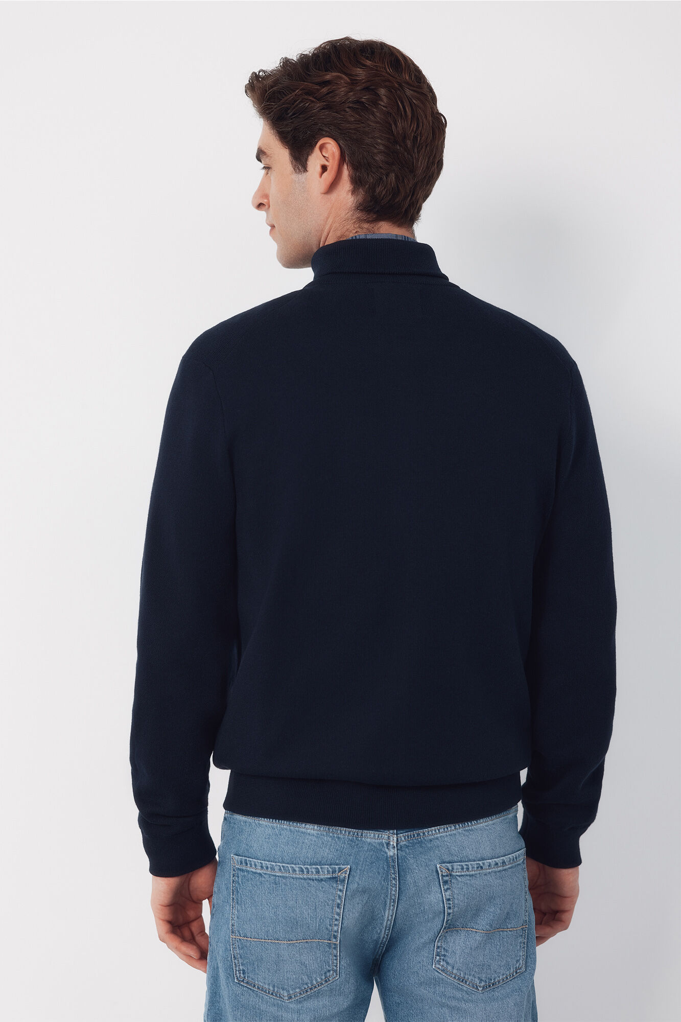 Cortefiel C&aacute;rdigan algod&oacute;n cremallera cuello polo Azul marino