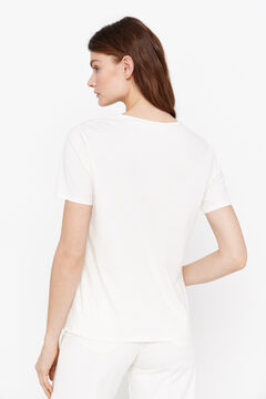 Cortefiel Camiseta bordado multicolor Blanco