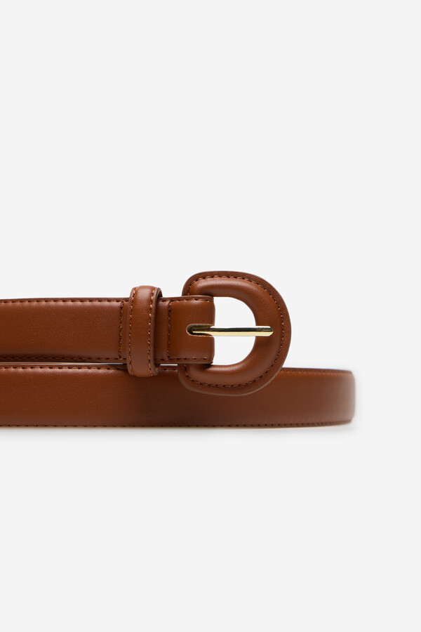 Cortefiel Covered buckle belt Marrón