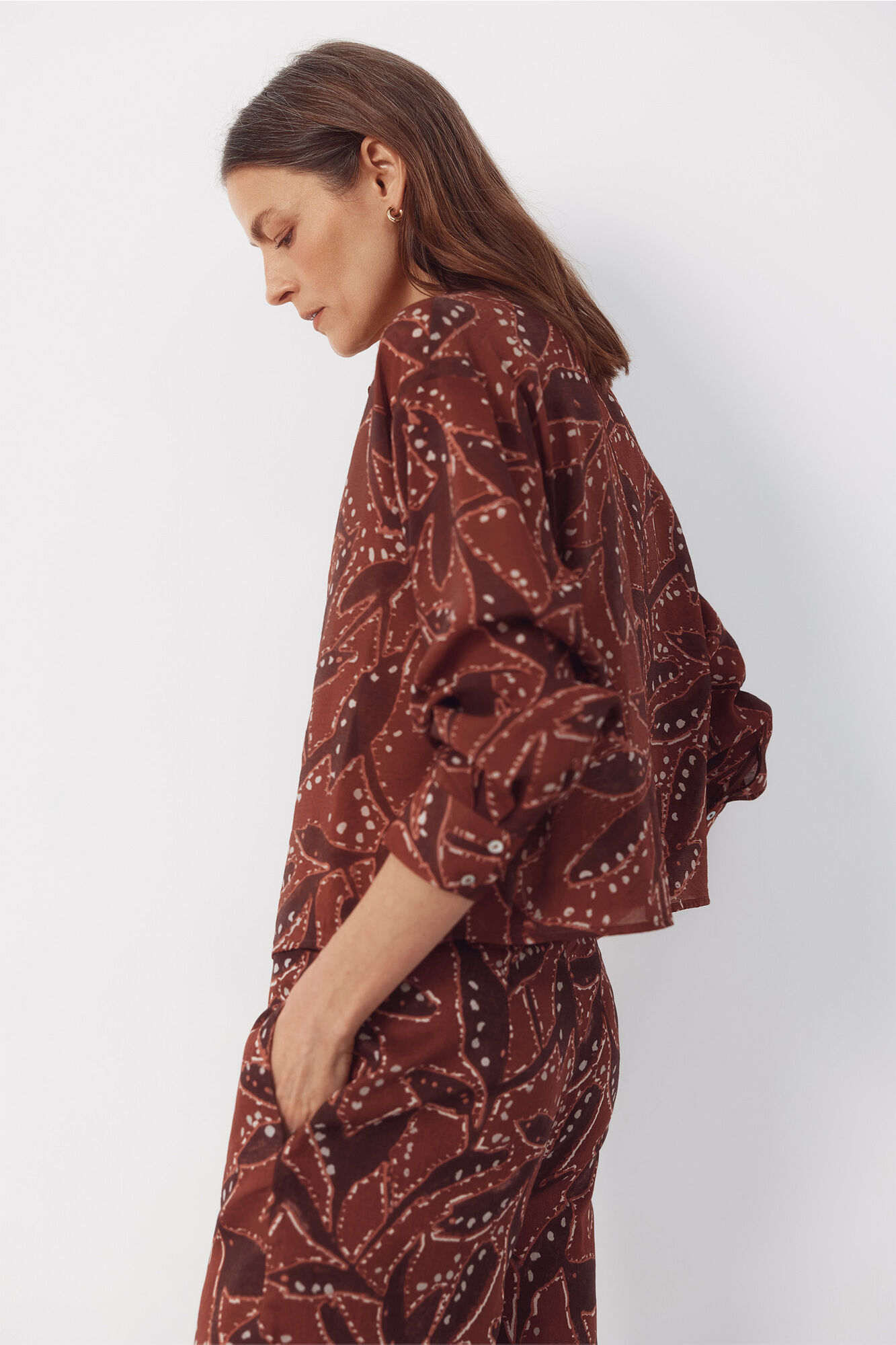 Cortefiel Camisa estampada Estampado marr&oacute;n