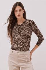 Cortefiel Suéter tejido estampado Camel