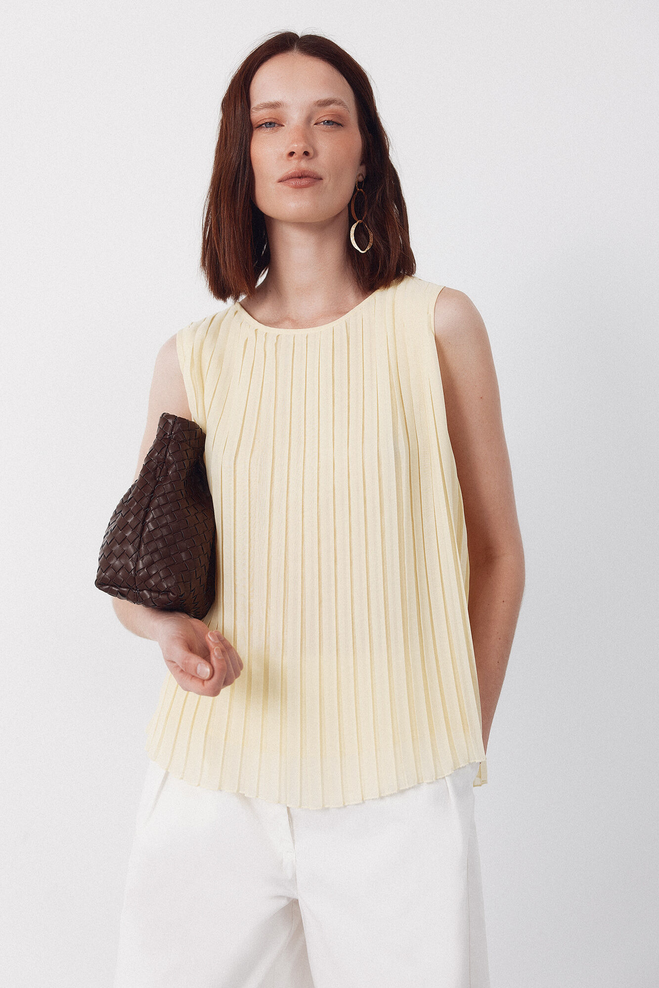 Cortefiel Blusa plisada Amarillo