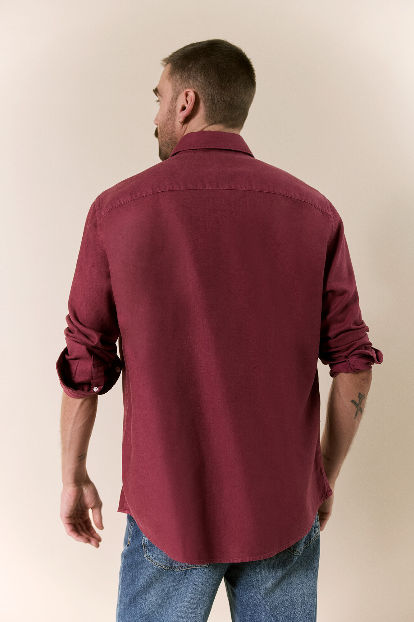 OOTO Camisa lisa fluida Granate