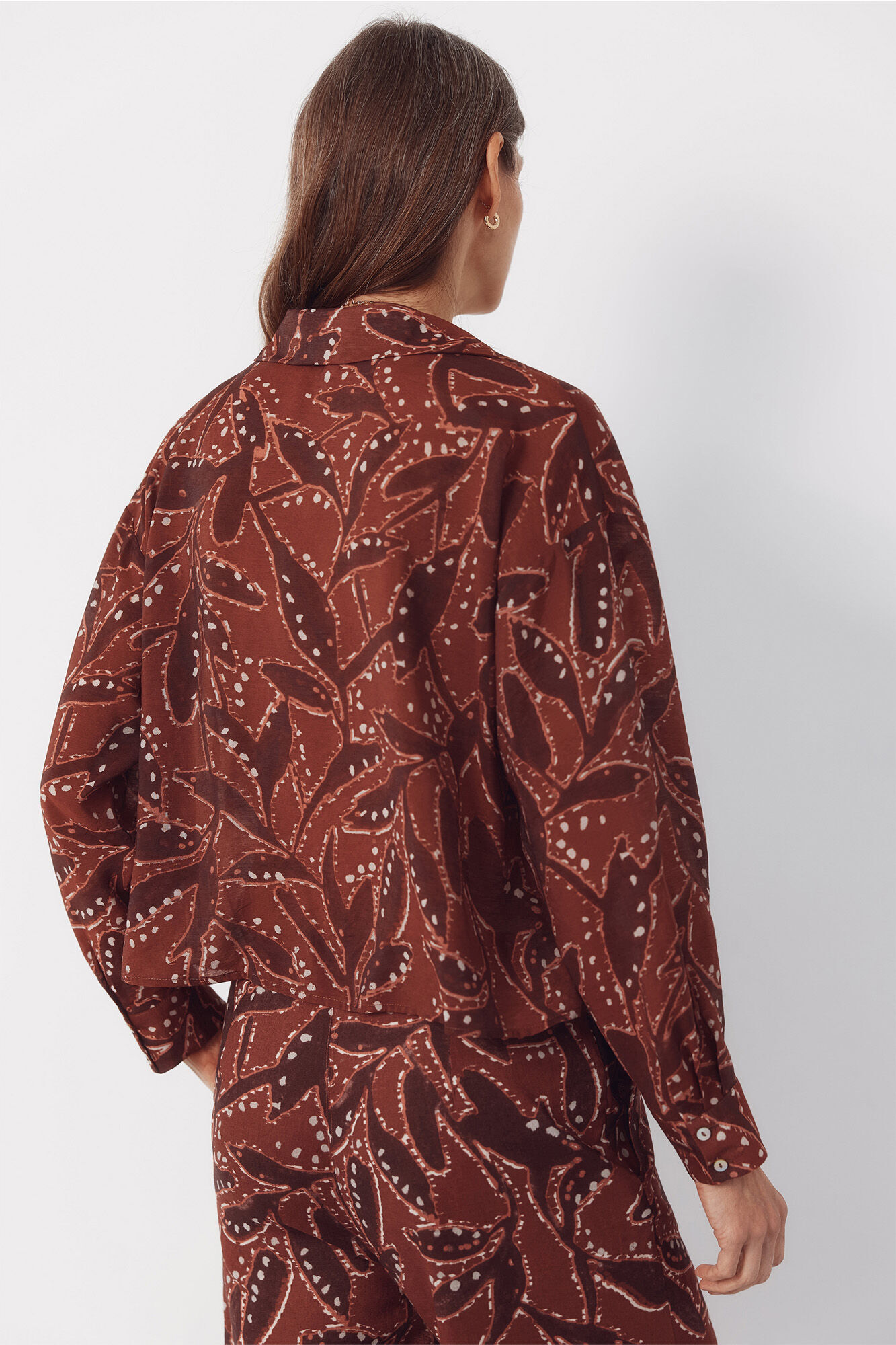 Cortefiel Camisa estampada Estampado marr&oacute;n
