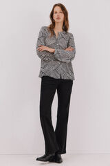 Cortefiel Blusa de cuello redondo Estampado blanco